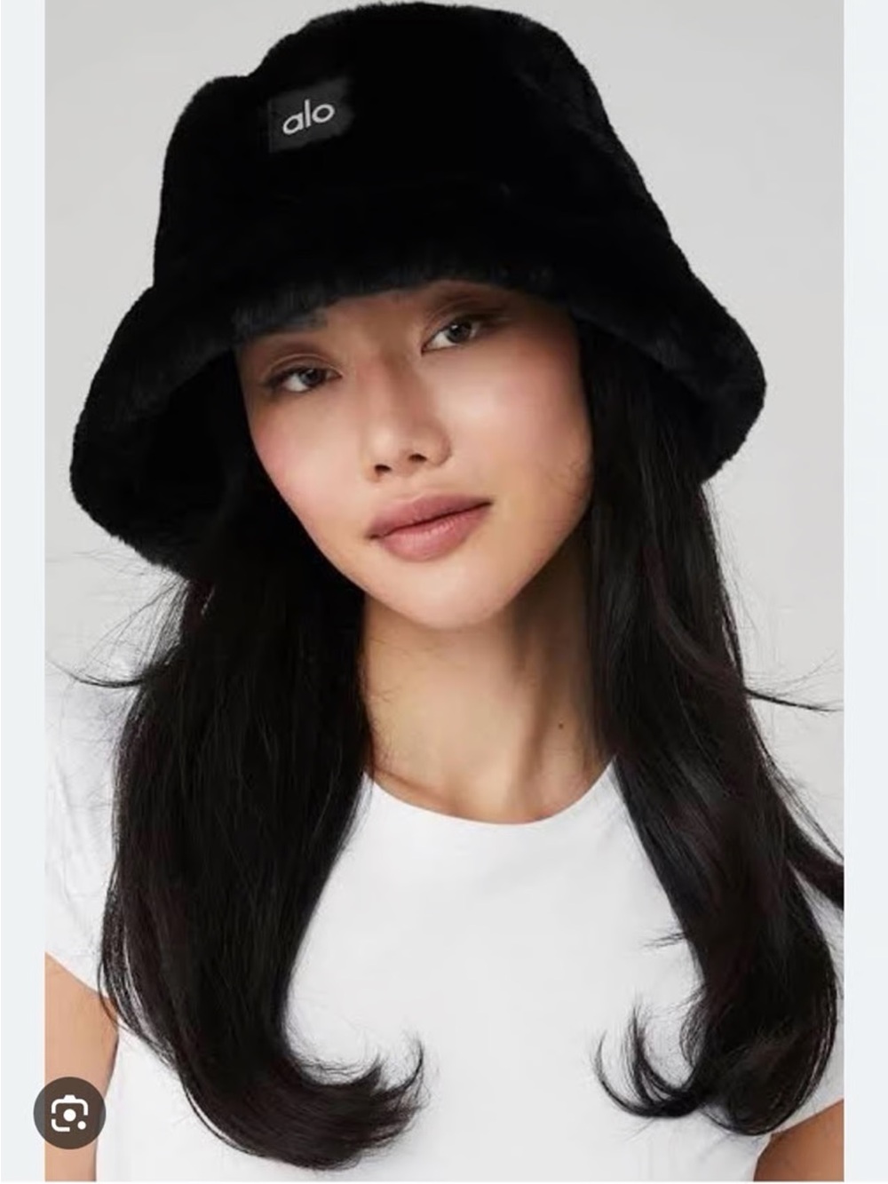 ALO faux fur bucket hat in black size small/medium
